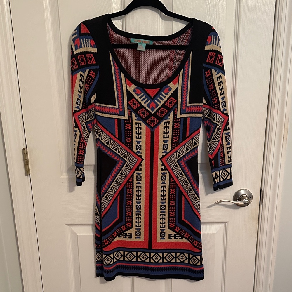 Flying Tomato Long Sleeve Sweater Dress - Black, Red, Blue